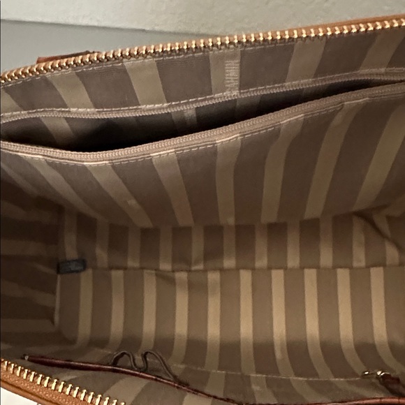 Brahmin Brown and Cream Croc-Embossed Satchel - Picture 4 of 5